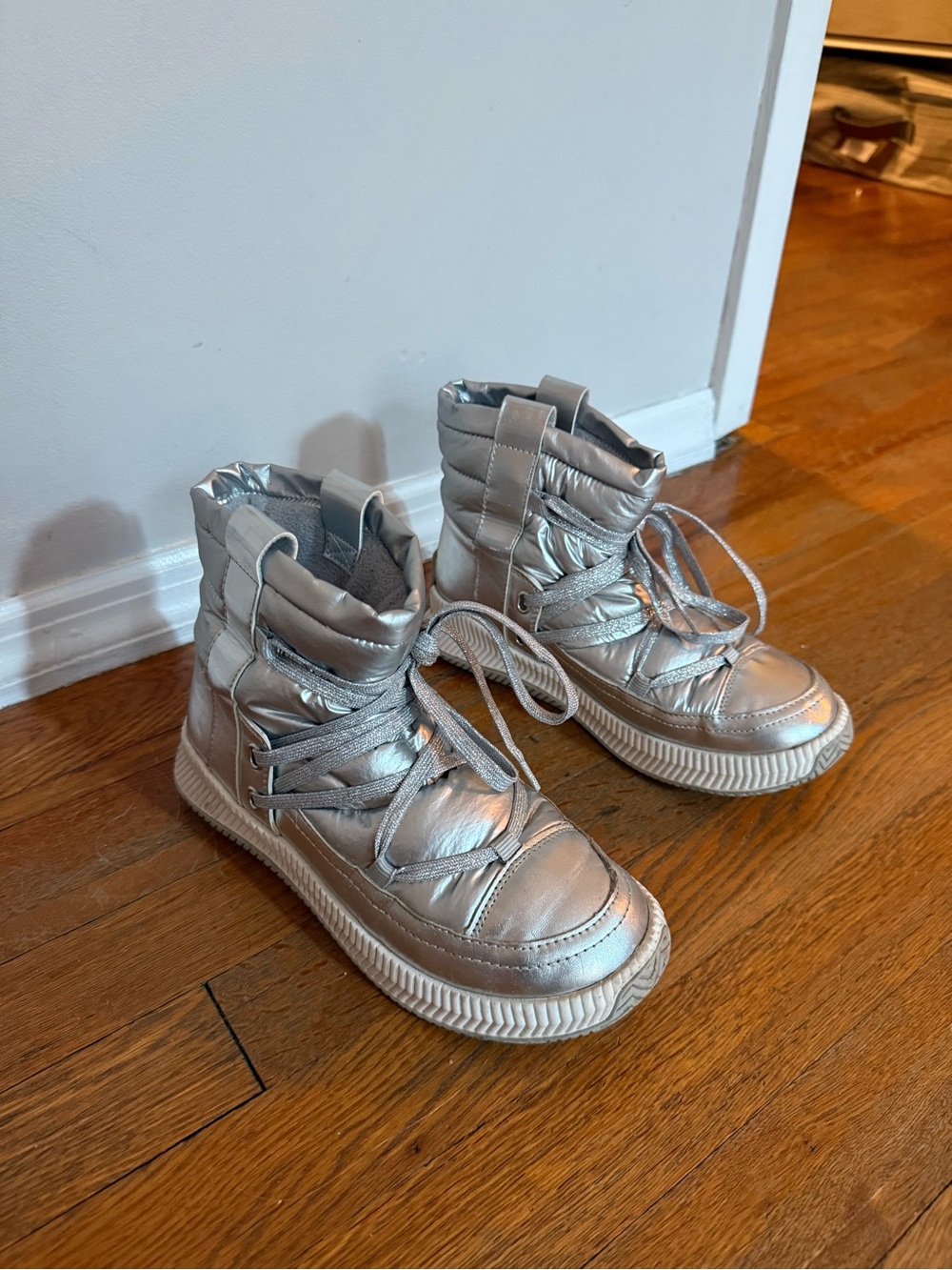 Women’s Nine West Metallic Silver High-Top Sneakers